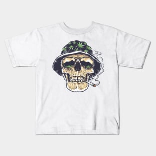 Smoking Rasta Skull Man Kids T-Shirt